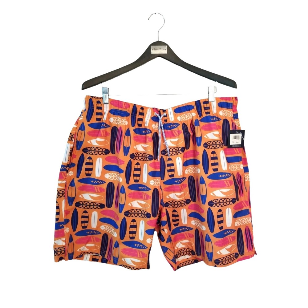 Tailor‎ Byrd surf board Print Drawstring Swim Trunks Size Men's XXL 40 7''in